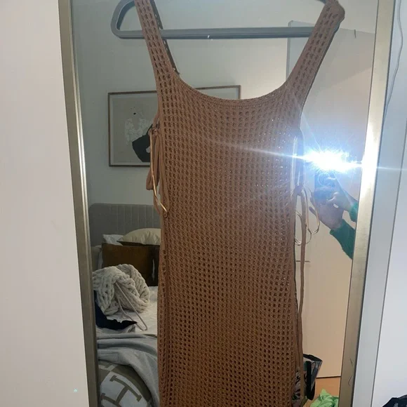 crochet fitted dress Retrofete Jaycee Crochet Dress in Brown main image 0
